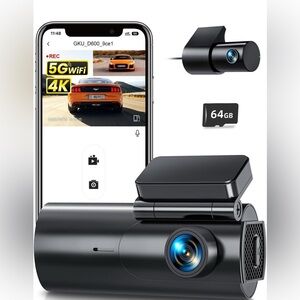 NWT GKU D600 Black 4K Dash Cam Dual Front and Rear